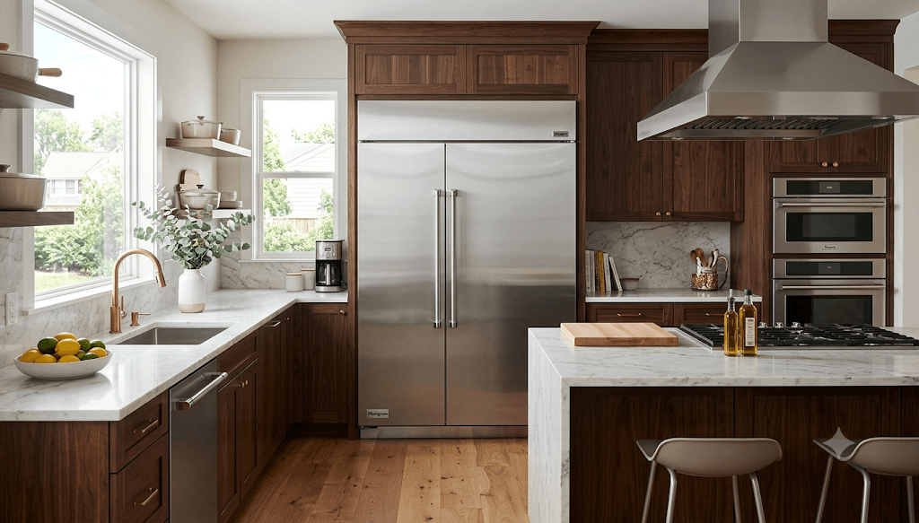 Certified technician checking a GE Monogram built-in refrigerator Inline