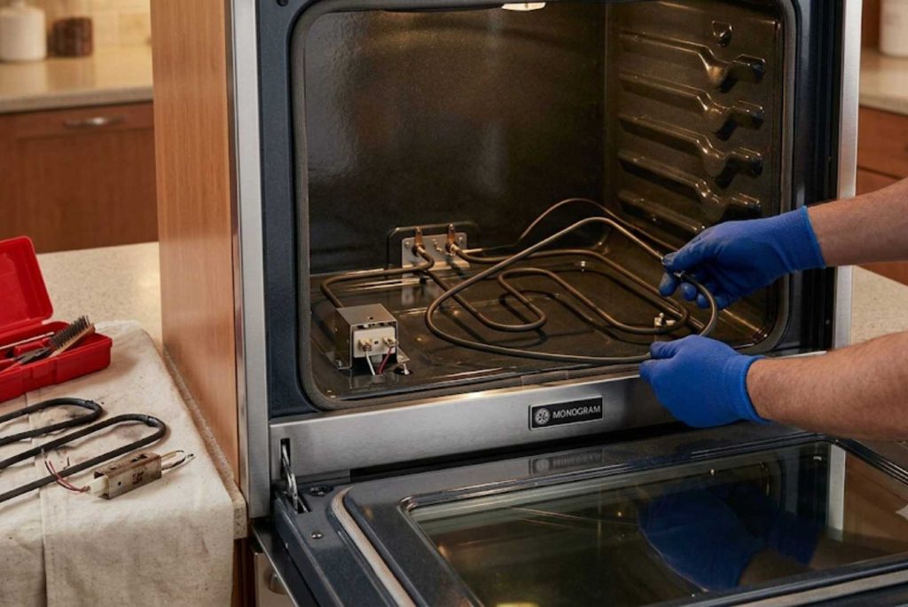 Replacement bake element and hot-surface igniter for a GE Monogram oven