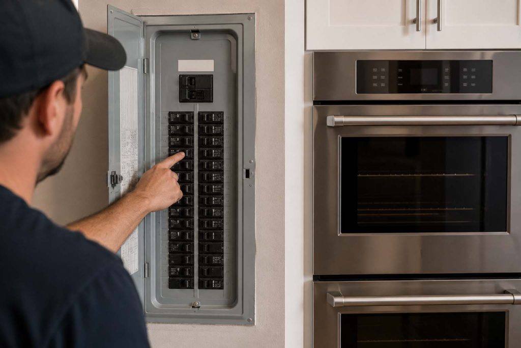 GE Monogram oven won't turn on: checking the breaker panel first